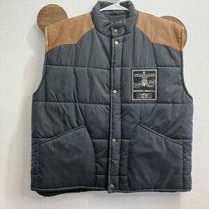 VTG Northwest Territory Puffer Vest  Mens L Brown Trailblazer Logo Distressed